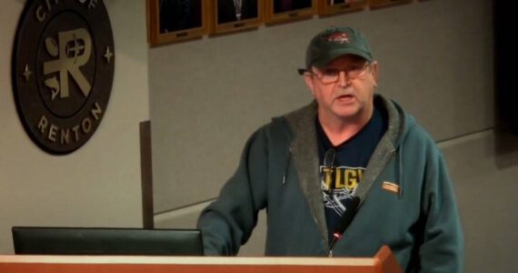 The Landing Gear Works founder and CEO Tom Anderson speaks to the Renton City Council on behalf of his company, asking for help. Courtesy image