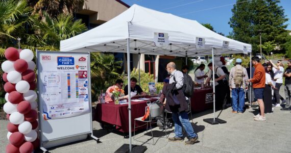 People lining up for the raffle contest and resume reviews at the Renton Technical College Career Fair on June 5. Photo by Joshua Solorzano/The Reporter