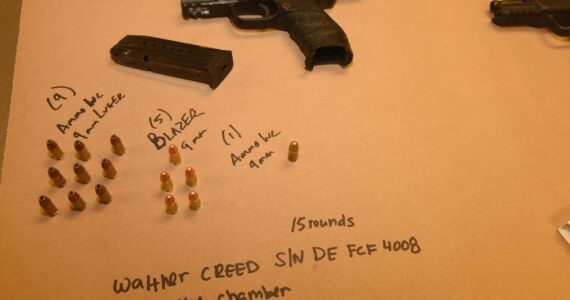 Photos of one of the firearms retrieived during the arrest. Photo courtesy of Renton Police Department.