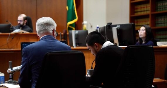 Truong and his attorney Tim Leary at the sentencing hearing. Photo by Joshua Solorzano/Renton Reporter