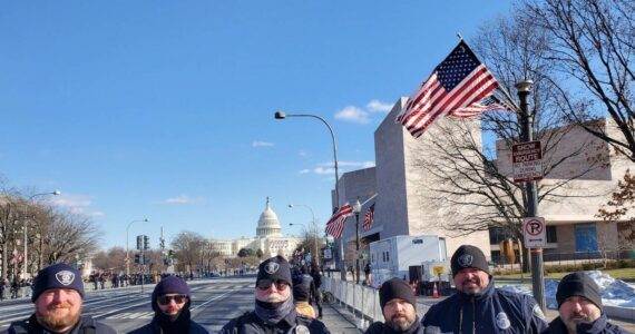 Renton Police Department representatives in Washington, D.C. (left to right): Officer Mike Thompson, Commander Chandler Swain, Sgt. Bill Judd, Officer Nick Sangder, Officer Matt Mazure and Sgt. Scott Woodward. Courtesy Photo.