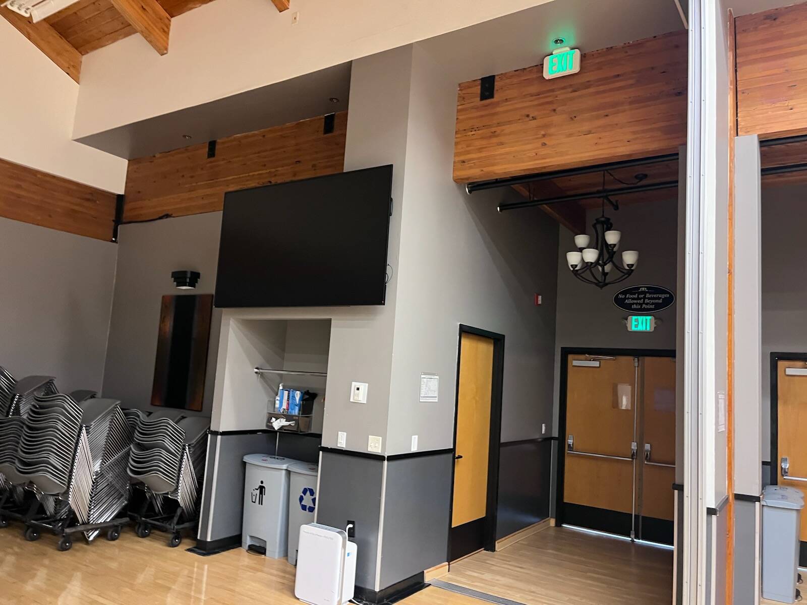 The banquet hall received new displays, a wireless presentation system and a new audio systems with wireless microphones and upgraded speakers. Courtesy photo