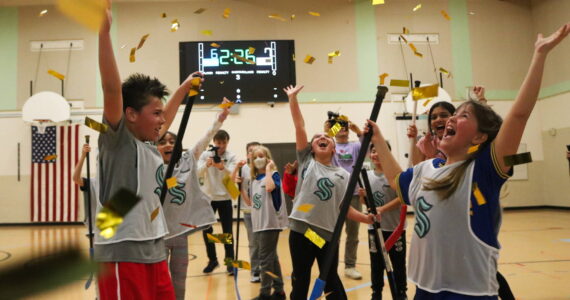 The Hi-Tech team were the champions at Maplewood Heights Elementary School’s fourth annual floor hockey tournament. Photo by Bailey Jo Josie/Sound Publishing