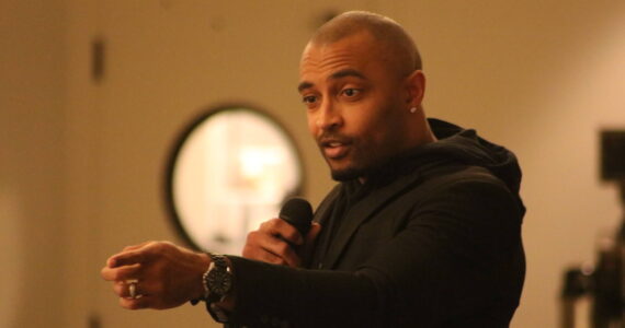Doug Baldwin was the keynote speaker at the fundraiser. Photo by Bailey Jo Josie/Sound Publishing
