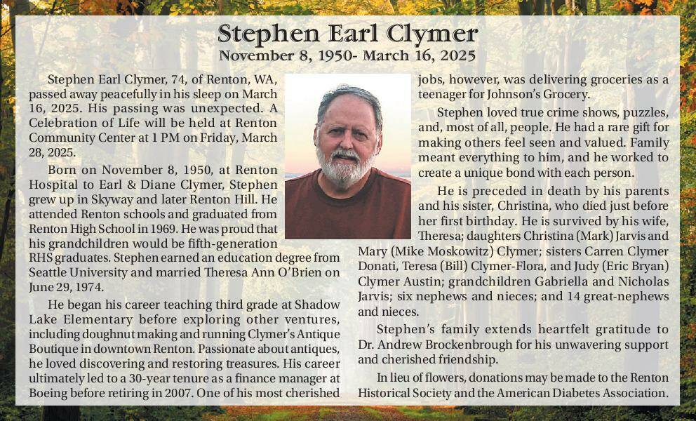 Stephen Earl Clymer | Obituary