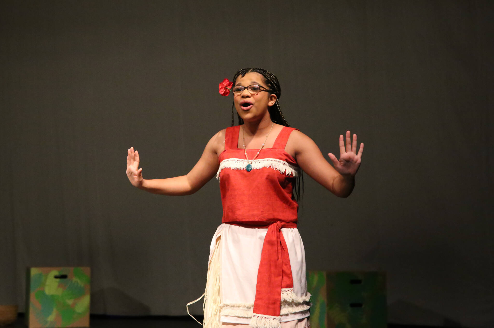 Production shot from “Moana Jr.”, the Fall 2023 musical. Courtesy of Kettleworks Performing Arts.