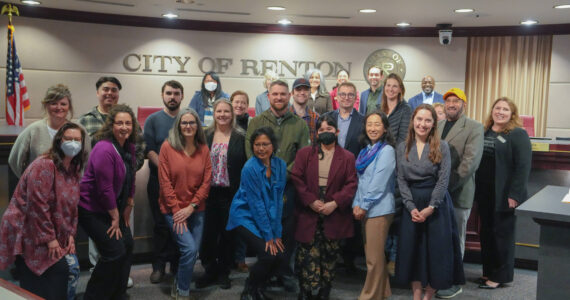 The graduates of the inaugural class of the Renton Civic Academy pose with the mayor and city council following their graduation. Photo provided by the city of Renton