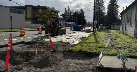 Construction is currently under way on bike lanes on S. 7th Street. Photo by Drew Dotson/The Reporter