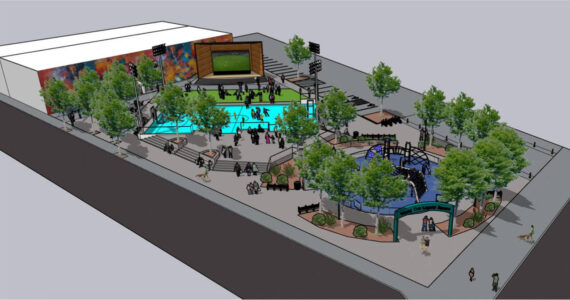 The Legacy Square will host events for the World Cup while also providing a last public space for events in Renton’s downtown. Courtesy of the city of Renton.