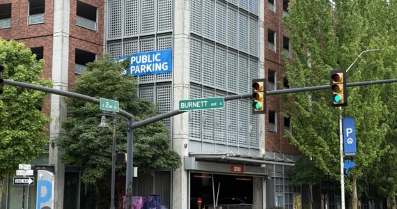 A new security provider will be patrolling the free public garage in downtown Renton. Photo by Drew Dotson