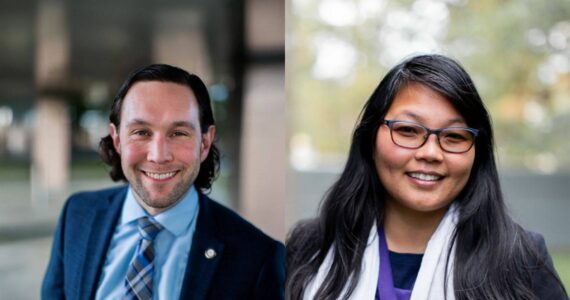 Renton City Councilmembers Ryan McIrvin (left) and Kim-Khánh Văn (right) will be running for Metropolitan King County Council District No. 5.
