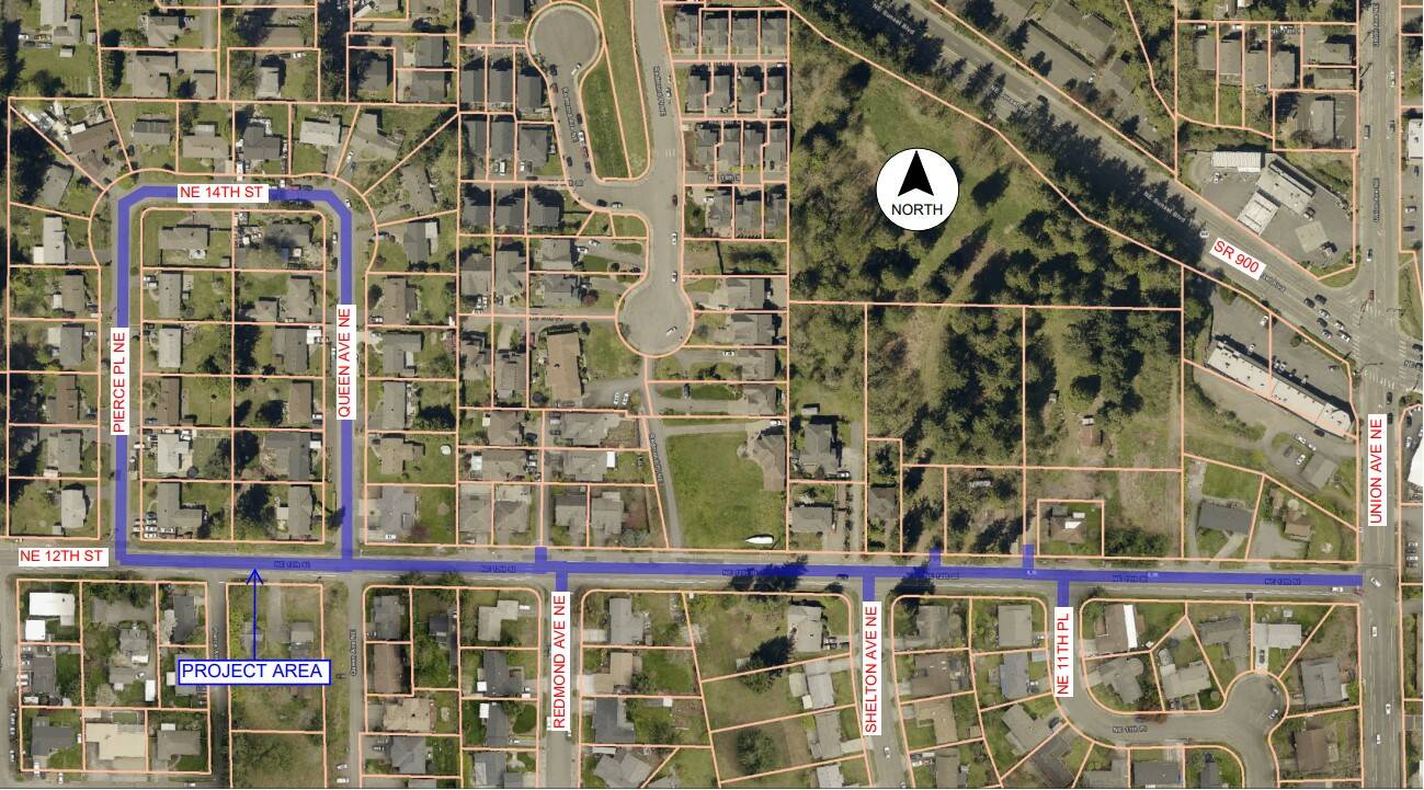 The map shows where the watermains will be replaced this summer. Photo provided by the city of Renton