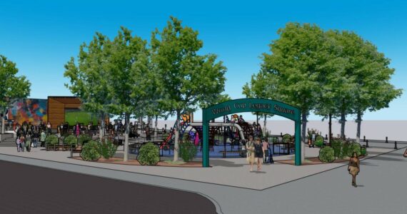 The rendering shows the completed World Cup Legacy Square. Photo provided by the city of Renton
