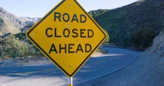 A photo of a road closed ahead sign. (Black press file photo)