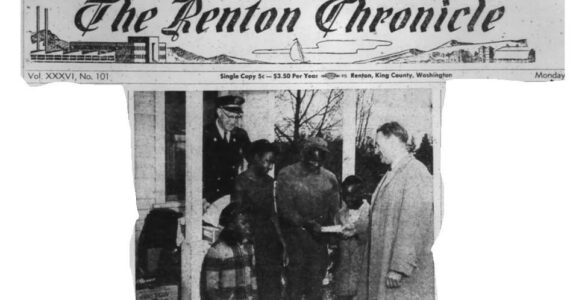 John Houston said this photo from the Renton Chronicle in 1956 proves his claims about his childhood house burning down. Courtesy photo