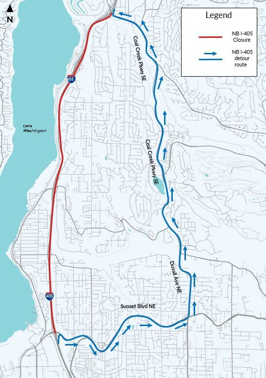There’s a detour in Renton as a result of the northbound I-405 closure. Photo provided by WSDOT