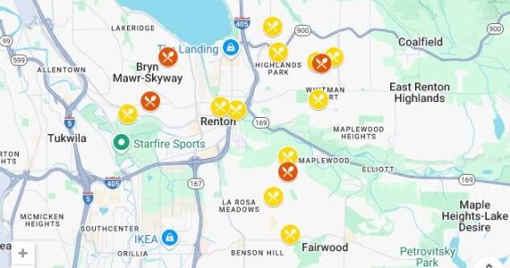 A map of the 2025 Renton School District’s free summer meal program locations. Courtesy image.