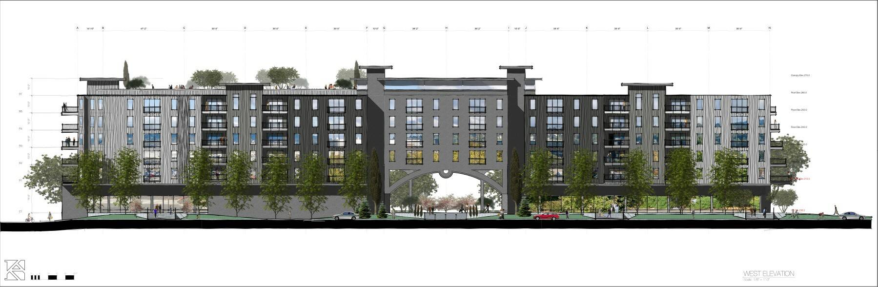 A rendering made by Kovach Architecture shows Logan 6 from Logan Avenue. File Photo