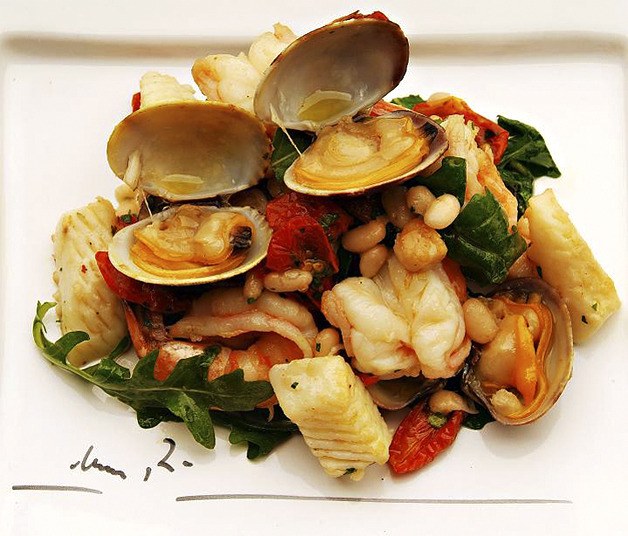 Chef Tom Small at Armondo’s in downtown Renton has created this  seafood salad. Small makes extensive use of seasonal products in his dishes for Armondo Pavone’s restaurant.
