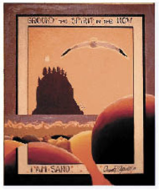 Orenda Ayashe of Renton will exhibit her art at Carco Theatre through June 14. The painting shown here is called “I Am Sand